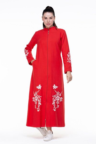 Eliş Şile Bezi Nisa Flannel Autumn And Winter Ferace Red Red