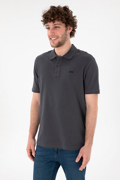 U.S. Polo Assn. Ανδρικό μπλουζάκι με κανονική εφαρμογή Polo Collar Anthracite Basic 50306007-VR006