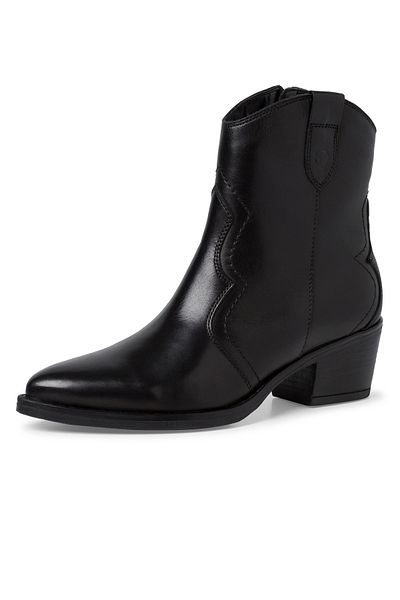 Tamaris Damen Elegante Stiefelette Western 1-25702-41 Schwarz 003 Black Leder mit TOUCH-IT