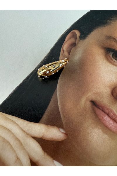 Pinery Jewels Stone Ring - Midi Size - Steel Does Not Tarnish - Pair of Plated Earrings