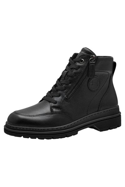 Tamaris Damen Sportliche Stiefelette 1-25235-43 Schwarz 001 Schwarzes Leder mit TOUCH-IT & abnehmbarer Socke
