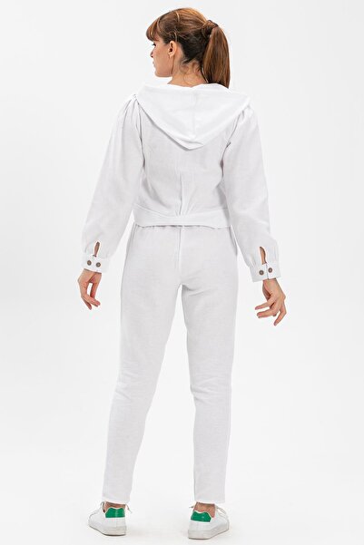 Eliş Şile Bezi Kemerli Pazen Sonbahar ve Kışlık Pantolon Beyaz Byz