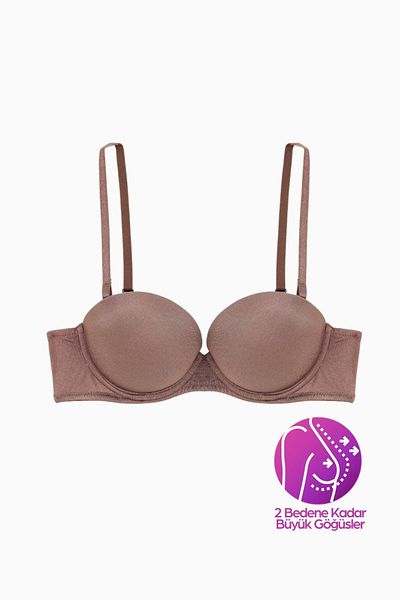 Wonna Сутиен Olympos Extra Padded с двоен пуш-ъп ефект и без презрамки - бронзово кафяв - микро плат - 2537