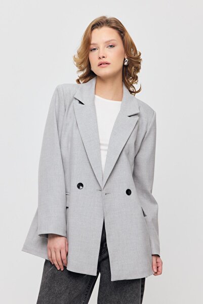 Rays 3882 سترة بغطاء جيب بأزرار مزدوجة رمادي فاتح