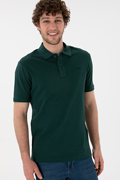 U.S. Polo Assn. Erkek Regular Fit Polo Yaka Koyu Yeşil Basic Tişört 50306007-VR079