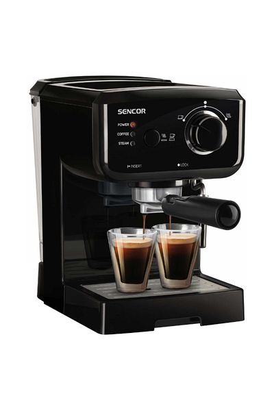 Sencor 1140W 15-Bar Pre-Brew Function Semi-Auto Espresso Machine Black 1.5 L