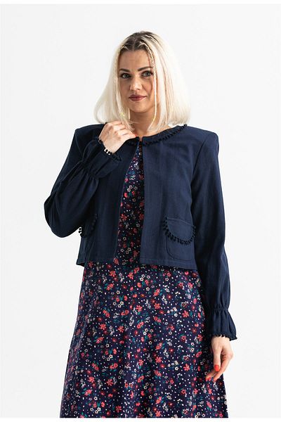 Eliş Şile Bezi Long Sleeve Flannel Selen Short Autumn And Winter Jacket Navy Blue Lcvt