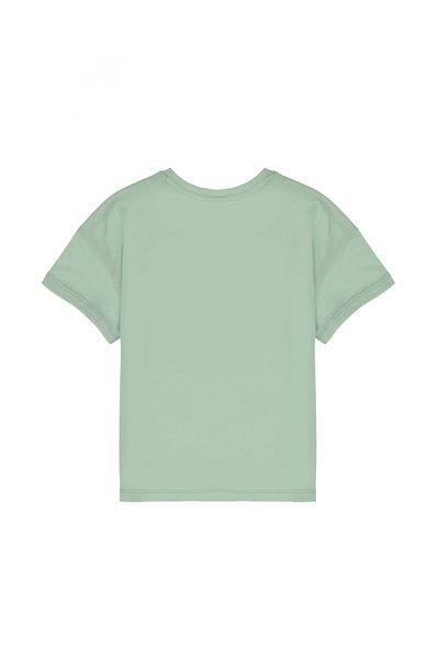 U.S. Polo Assn. Girl's Water Green Crew Neck Flower Printed Cotton T-Shirt 50306187-Vr048