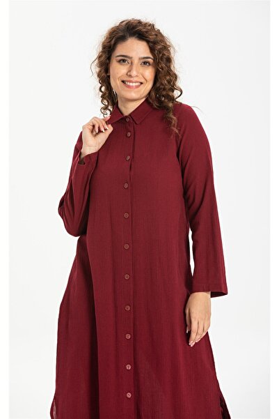 Eliş Şile Bezi Edanur Şile Πανί Εποχιακό και Καλοκαιρινό Τουνίκ Βουργουνδίας Χρώμα Μπροντί