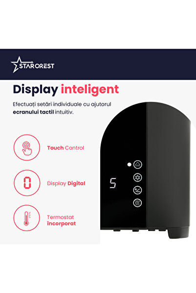 STARCREST Prajitor de paine digital STARCREST SDT-850BLK, 850 W, 2 felii, Display Led Touch, 4 Functii, Negru