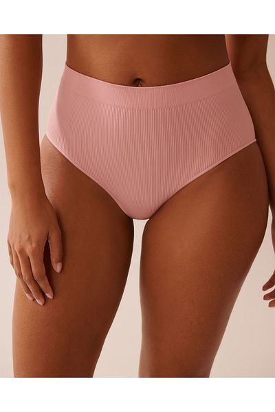 La Vie en Rose Seamless Fabric Ribbed High Waist Bikini Panty