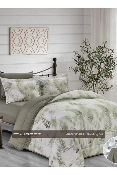 INREST Green 6-Piece Bed Set – King Comforter (230×250 cm)  Microfiber