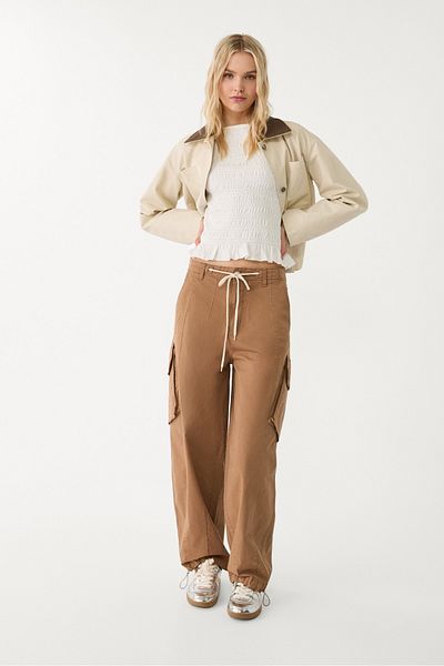 Stradivarius Gathered T-shirt with ruffles
