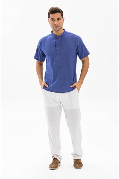 Eliş Şile Bezi Ανδρικό καλοκαιρινό μπλουζάκι από βαμβακερό κοντό μανίκι Saks 3050