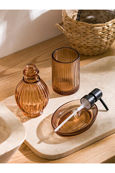 LC Waikiki Σετ μπάνιου από καφέ γυαλί 3 τεμ