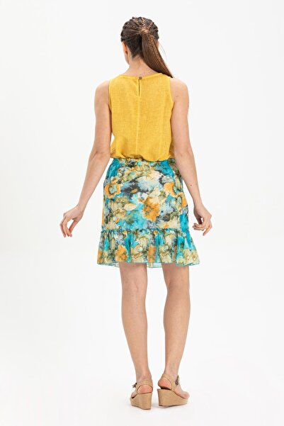 Eliş Şile Bezi Nesrin Voile Short Summer Skirt Turquoise Trkz