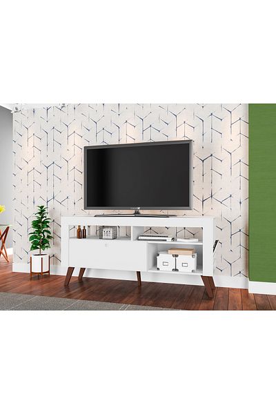 Art In Móveis 50" TV Table with Shelves for Living Room and Home White 136*63*39.2