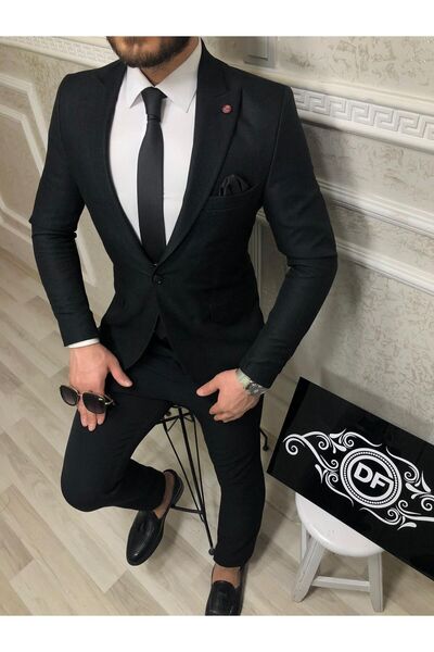 CXFASHİON Erkek Ceket Likralı Slim Fit