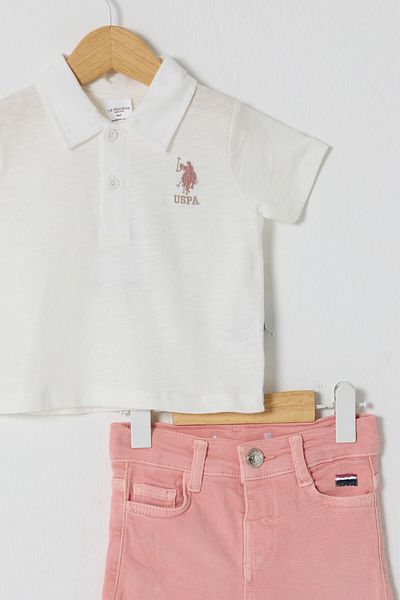 U.S. Polo Assn. U.S.Polo Baby Girl 2-Piece Short Sleeve T-Shirt Set White