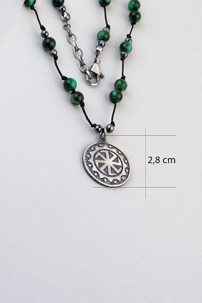 So CHIC... 80 cm Silver Men's Necklace with Hematite and Tiger Eye Stone