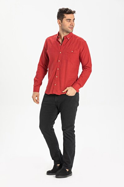 Eliş Şile Bezi Κόκκινο 3051 Number Ανδρικό καλοκαιρινό πουκάμισο μακρυμάνικο ...