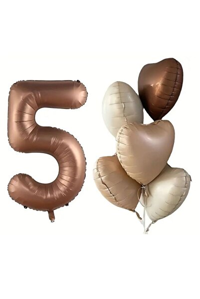 parti sürprizi مجموعة بالونات فويل لعمر 5 سنوات مع قلب شوكولاتة كراميل