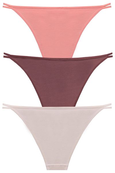 papatya lingerie 3'' Economic Pack Waist Heart Buckle Multicolor Panties Kitten Mouth Bronze Pink Ecru