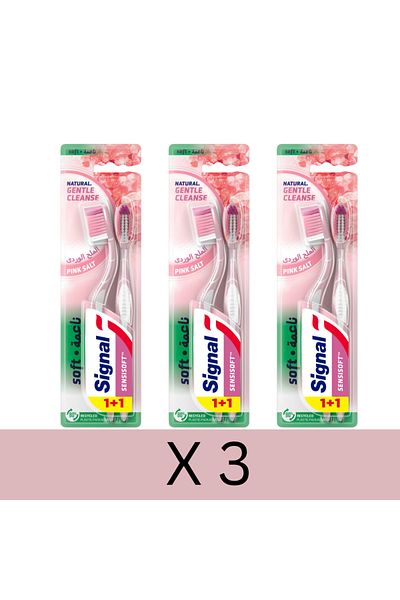 Signal Sensisoft Toothbrush, Soft Bristle for Gum Care, Himalayan Pink Salt, Plaque Removal x3
