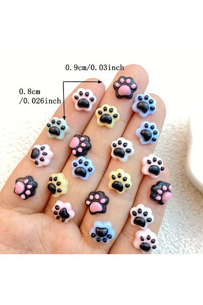 Choice Mixed 50pcs New Cute Resin Mini Cartoon Animals Cat's Paw Series Flat Back Manicure Parts Embellishm