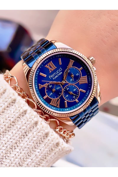 Ferrucci ساعة يد نسائية من الفولاذ مع وظيفة FERRUCI + سوار هدية