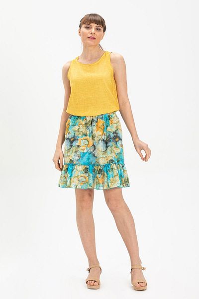 Eliş Şile Bezi Nesrin Voile Short Summer Skirt Turquoise Trkz