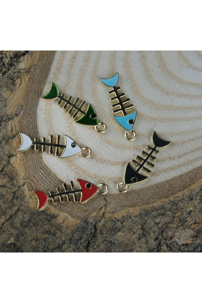 Prestij Boncuk 5 komada figura riblje kosti od zlatnog metala u različitim bo...