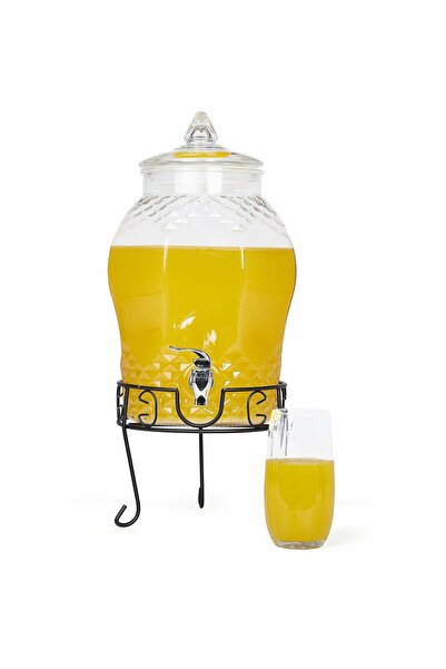 Biradlı Cam Şerbetlik Musluklu 8 Litre