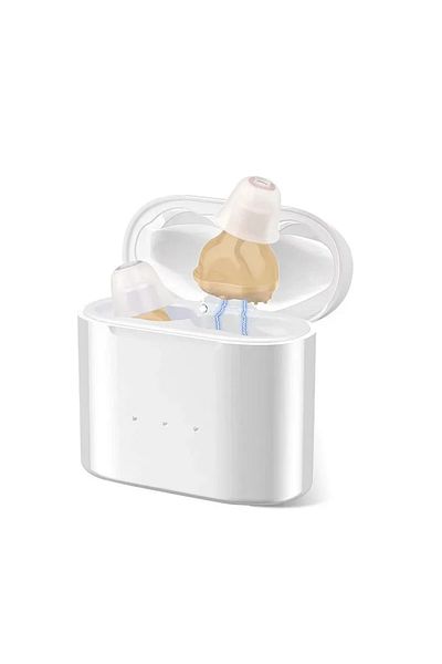 XceeFit Beige Rechargeable Hearing Aids Wireless Sound Amplifier ITE Mini Invisible Elderly Hearing Aid Head
