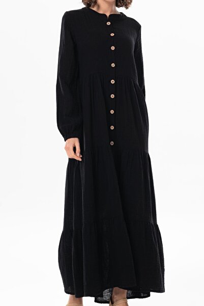 Eliş Şile Bezi Black Muslin Ferace - Μακρύ μανίκι, Εποχιακό