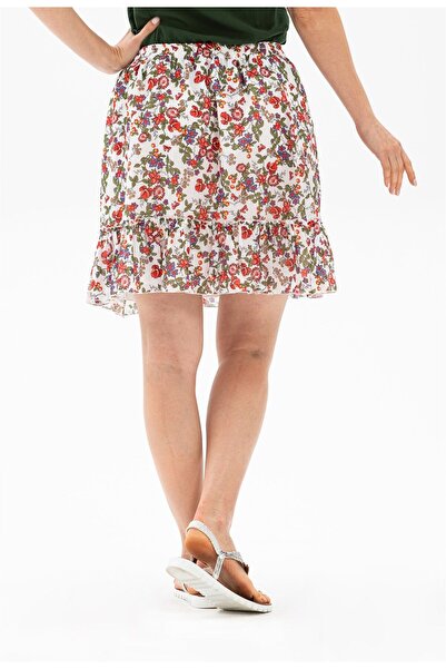 Eliş Şile Bezi Fusta scurtă de vară Buse Voile Model Bud Alb 6165