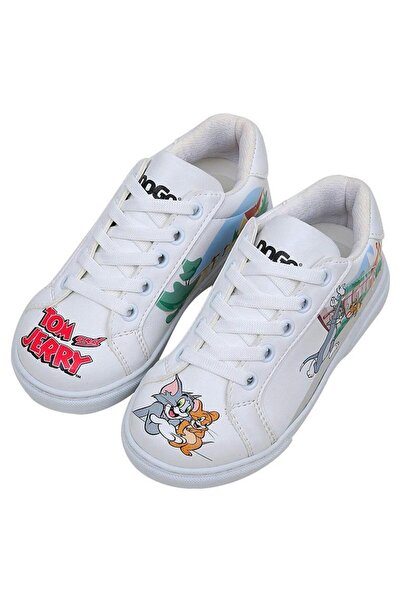 Dogo Unisex Çocuk Vegan Deri Beyaz Sneakers - Warner Bros Together-and-Apart Tasarım