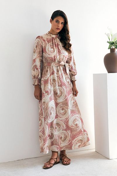 VAVİNOR Dried Rose Patterned Rabella Dress