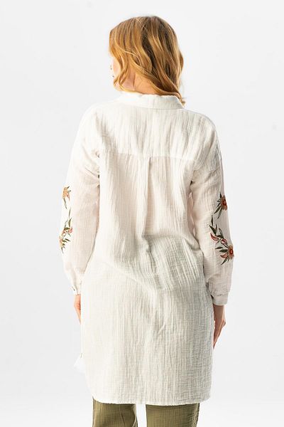 Eliş Şile Bezi Long Sleeve Deck Shirt Collar Summer Muslin Tunic White Byz