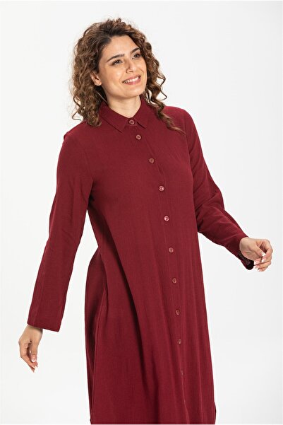 Eliş Şile Bezi Edanur Şile Πανί Εποχιακό και Καλοκαιρινό Τουνίκ Βουργουνδίας Χρώμα Μπροντί