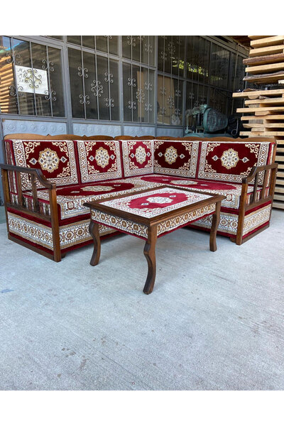 Sultan Sedir Selçuklu Şark Köşesi - 160cm 200cm L Köşe Takımı ( 1 Sehpa)