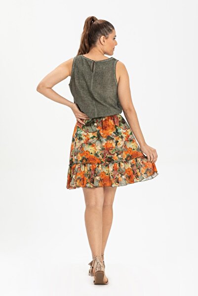 Eliş Şile Bezi Fustă scurtă de Vara Nesrin Voile Orange Trnc