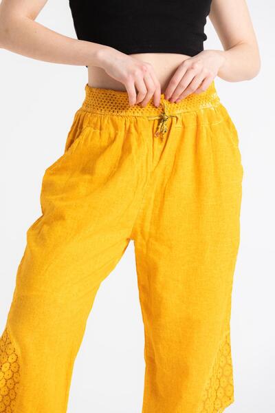 Eliş Şile Bezi Yellow Yellow Esma Tied Summer Shalwar Şile Cloth