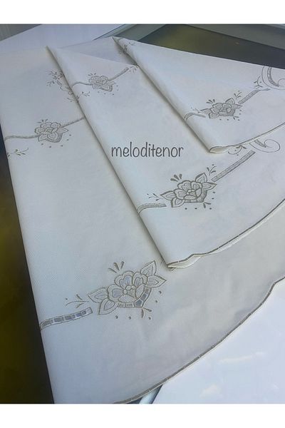 MEİWA 155X155Cm Pvc Round Table Cloth 4-6-8-10 People Meiwa Demonstration of Lace Processing