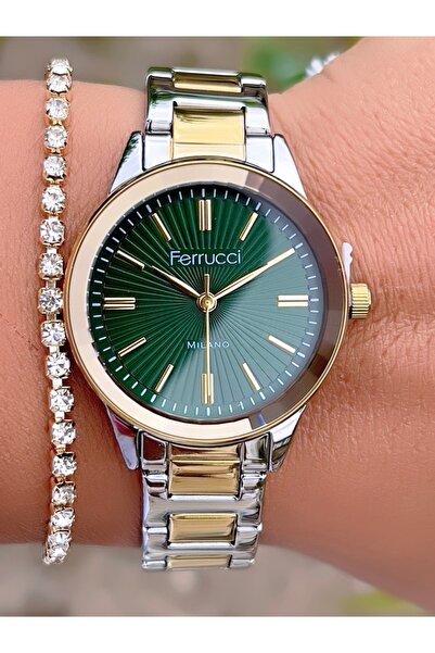 Ferrucci ÇELİK ÖZEL TASARIM KADIN KOL SAATİ+BİLEKLİK HEDİYELİ