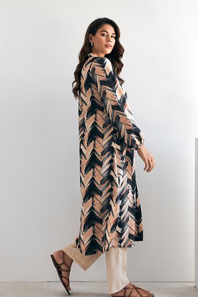 VAVİNOR Black Violet Long Tunic and Trousers Set