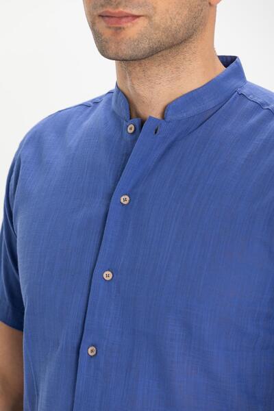 Eliş Şile Bezi Short Sleeve Slub Cotton Bodrum Summer Men's Shirt Saks 3050