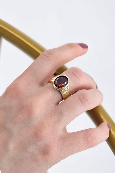 Çlk Accessories Premium Adjustable Large Curved Zircon Stone Ring 1460