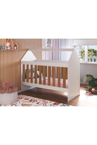 Art In Móveis Pyramid-shaped children's bed for children's bedrooms and homes, white and brown
