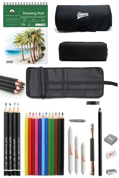 GLANCE A5 120 Gr Drawing Sketchbook 40 Pages Bianyo Graded 24 Black Roll Pen Compartment